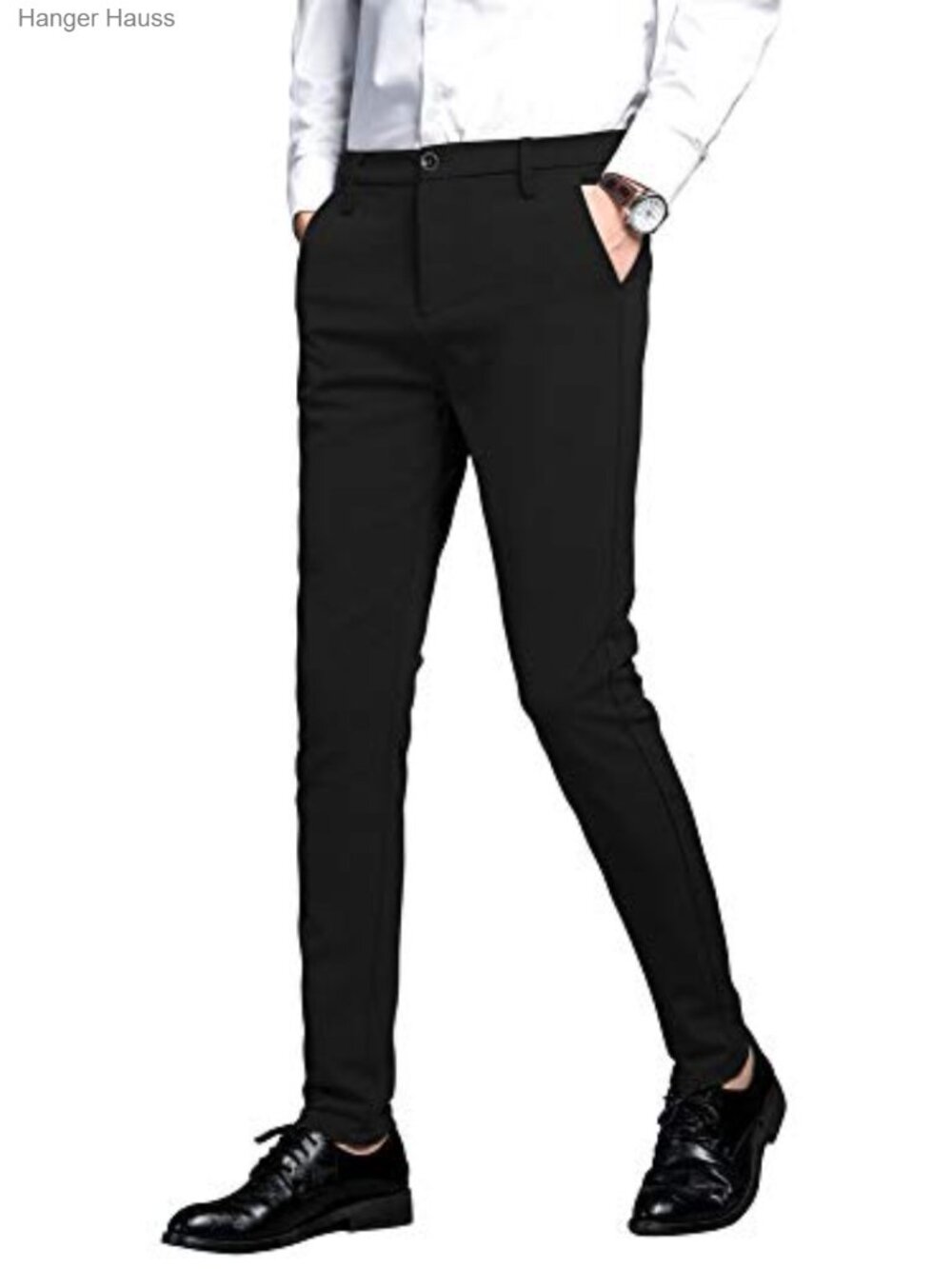 Men's Stretch Dress Pants Slim Fit Skinny Suit Pants High Rise Tapered Leg